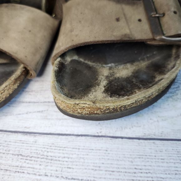 Birkenstock Arizona Oiled Leather Sandals Tobacco Brown US 6 EU 37 Distressed - Picture 9 of 13